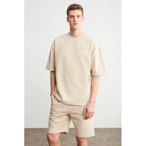Mens Short Track Suit - Comfort Fit - Beige