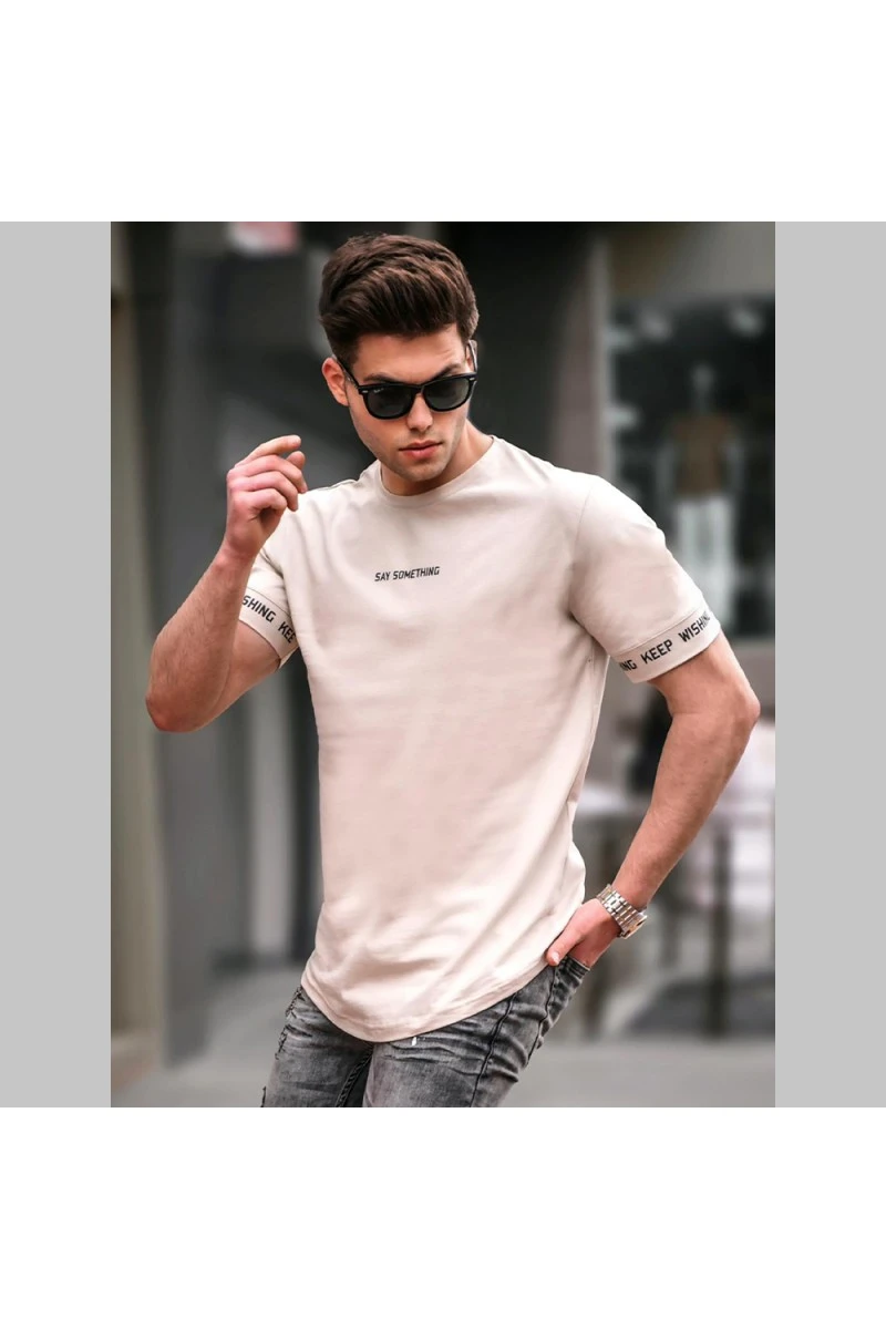 Mens T-shirt - Beige - 4461