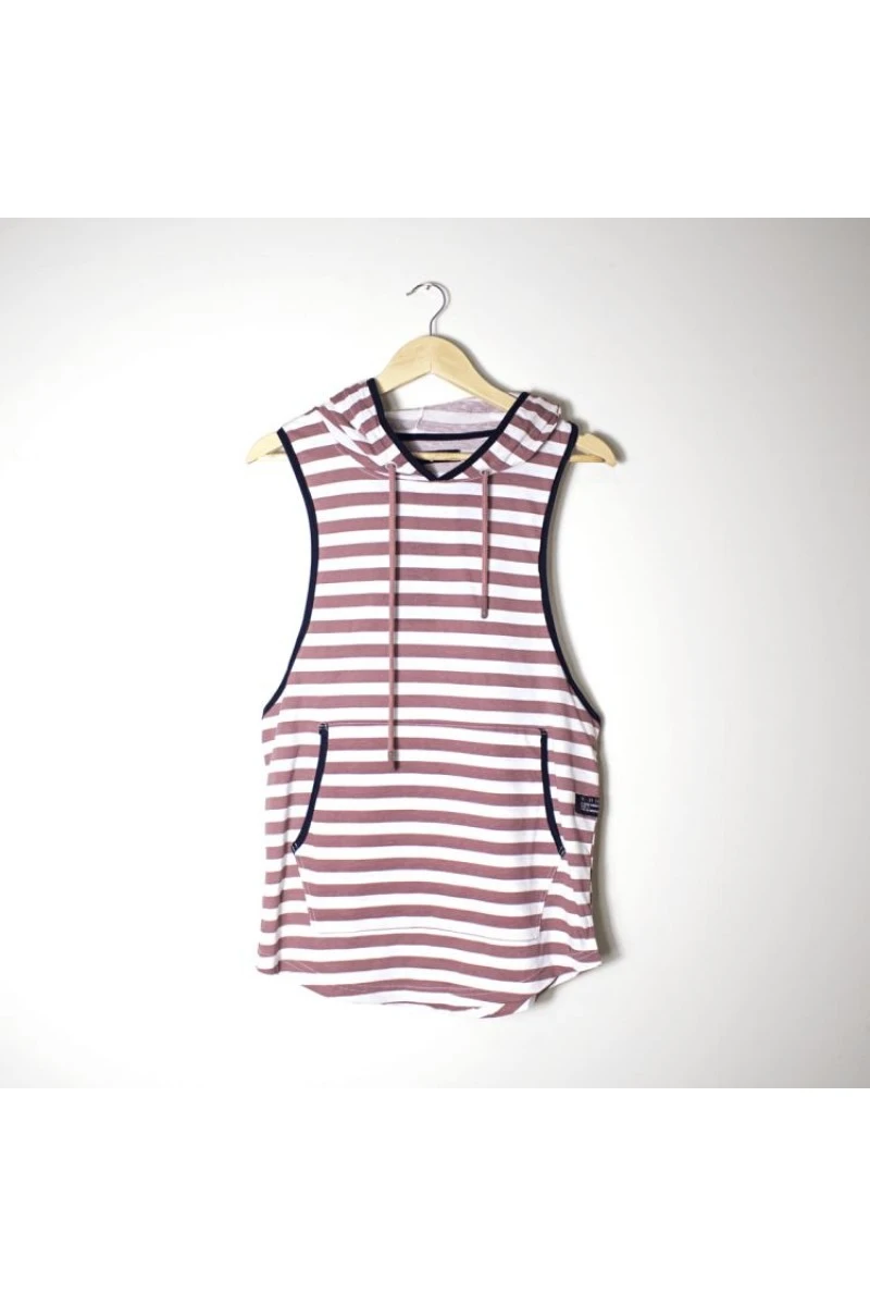 Men's Vest Tops  - Striped Pink White
