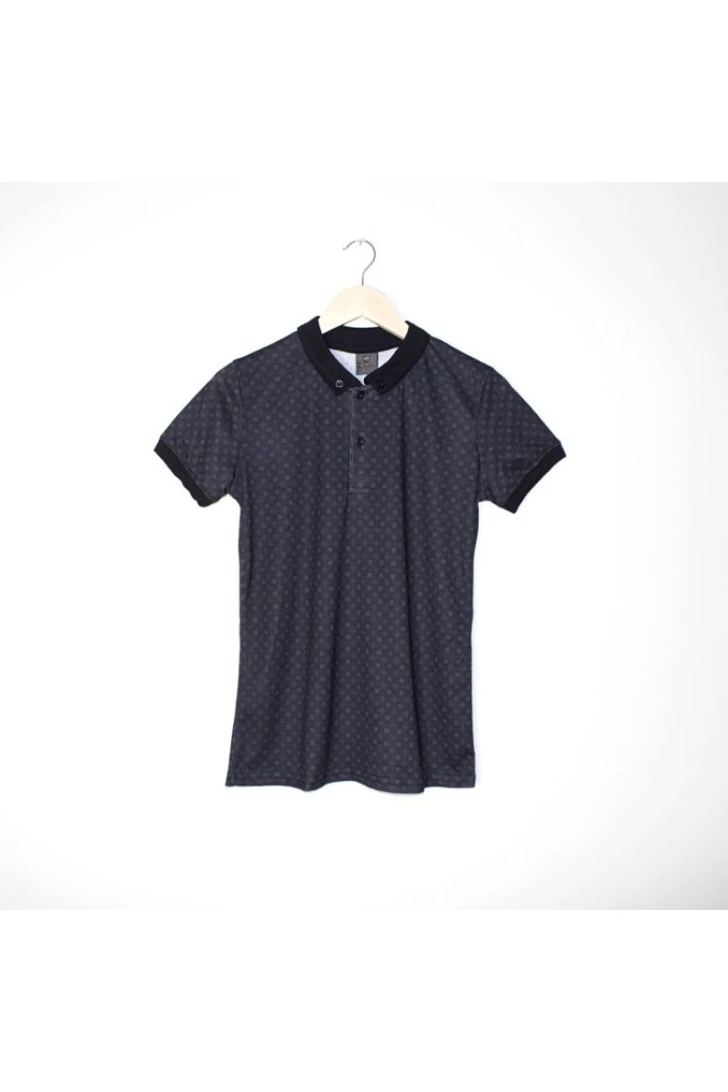 Men's Polo-Neck T-shirt - Gray
