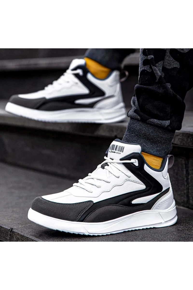 Mens High Top Sneakers - White Gray - DS3.1204