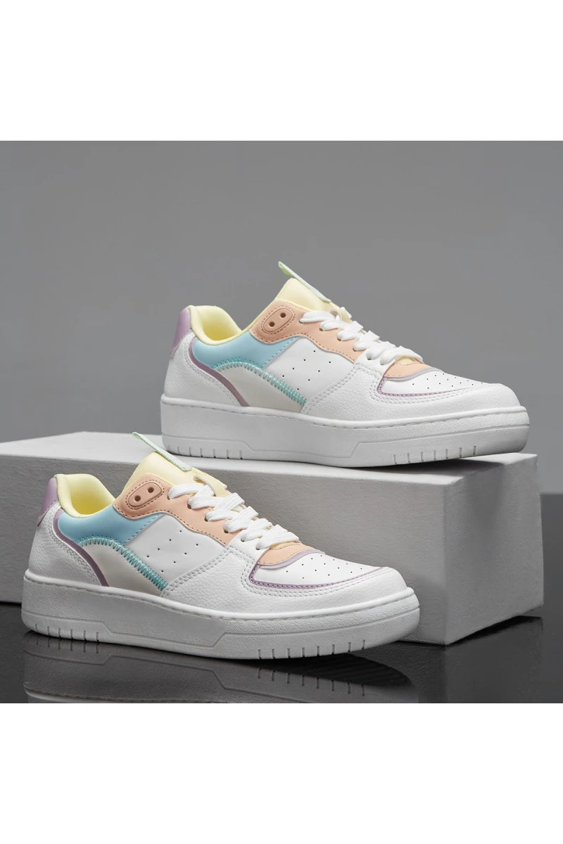 Women's Sneakers - White Yellow Blue - DS Alley