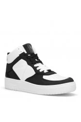 Women's High Top Sneakers - White Black - DS Maya