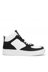 Women's High Top Sneakers - White Black - DS Maya