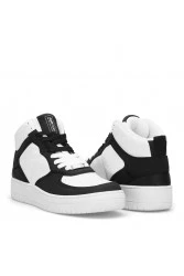 Women's High Top Sneakers - White Black - DS Maya