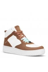 Women's High Top Sneakers - White Tan - DS Maya