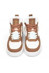 Women's High Top Sneakers - White Tan - DS Maya