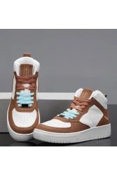 Women's High Top Sneakers - White Tan - DS Maya