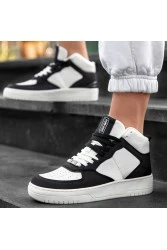 Women's High Top Sneakers - White Black - DS Maya