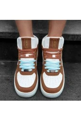 Women's High Top Sneakers - White Tan - DS Maya
