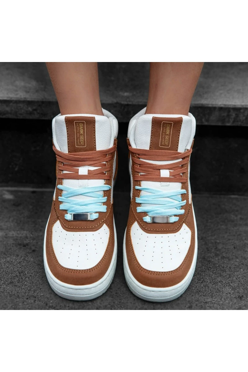 Women's High Top Sneakers - White Tan - DS Maya