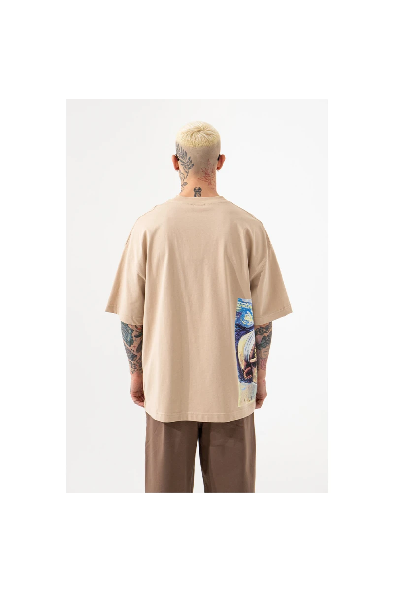 Unisex Oversized T-shirt  - Beige - VAN GOGH
