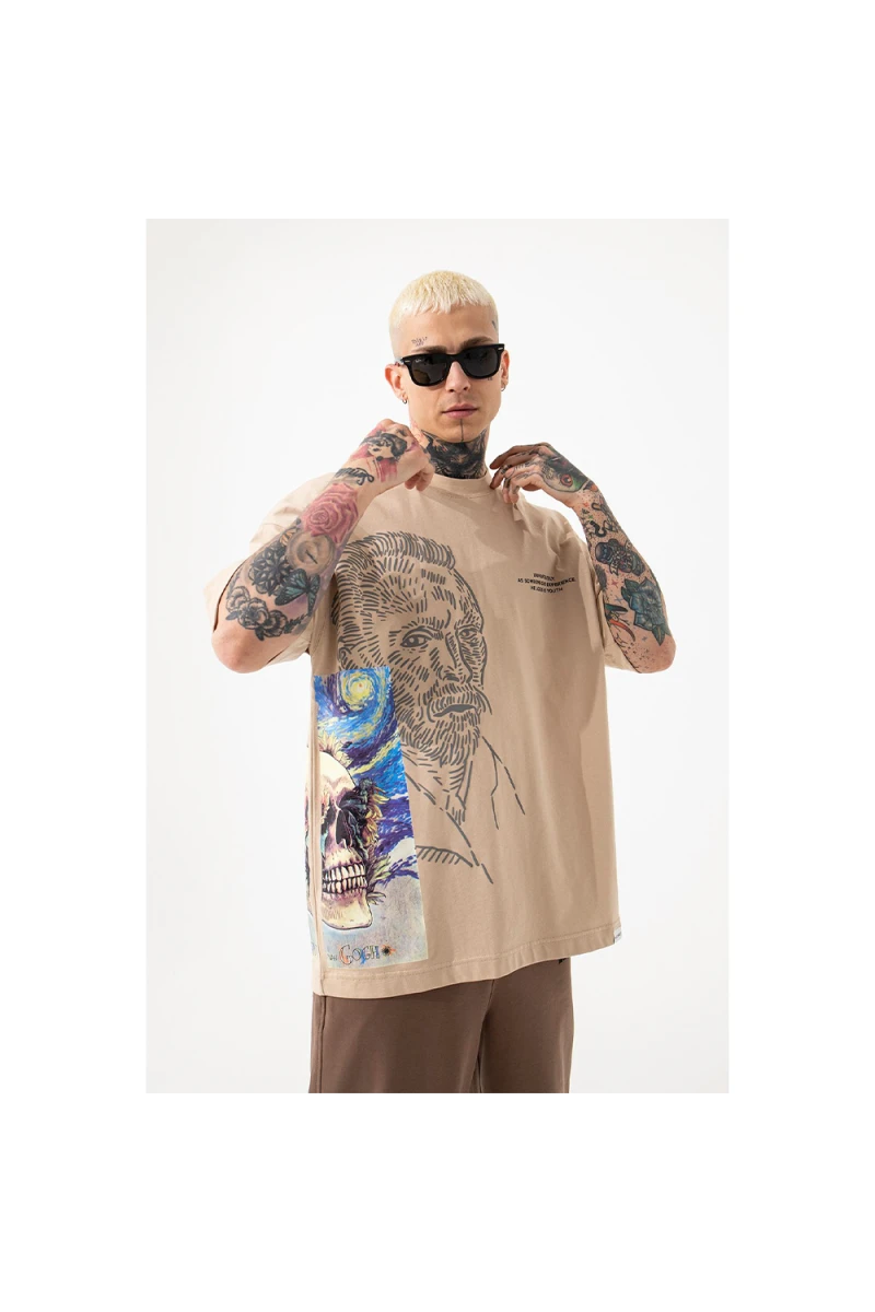 Unisex Oversized T-shirt  - Beige - VAN GOGH