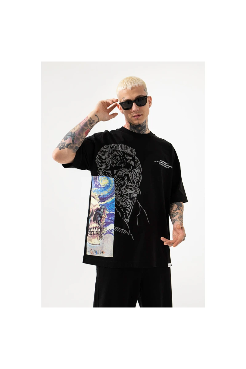 Unisex Oversized T-shirt  - Black - VAN GOGH